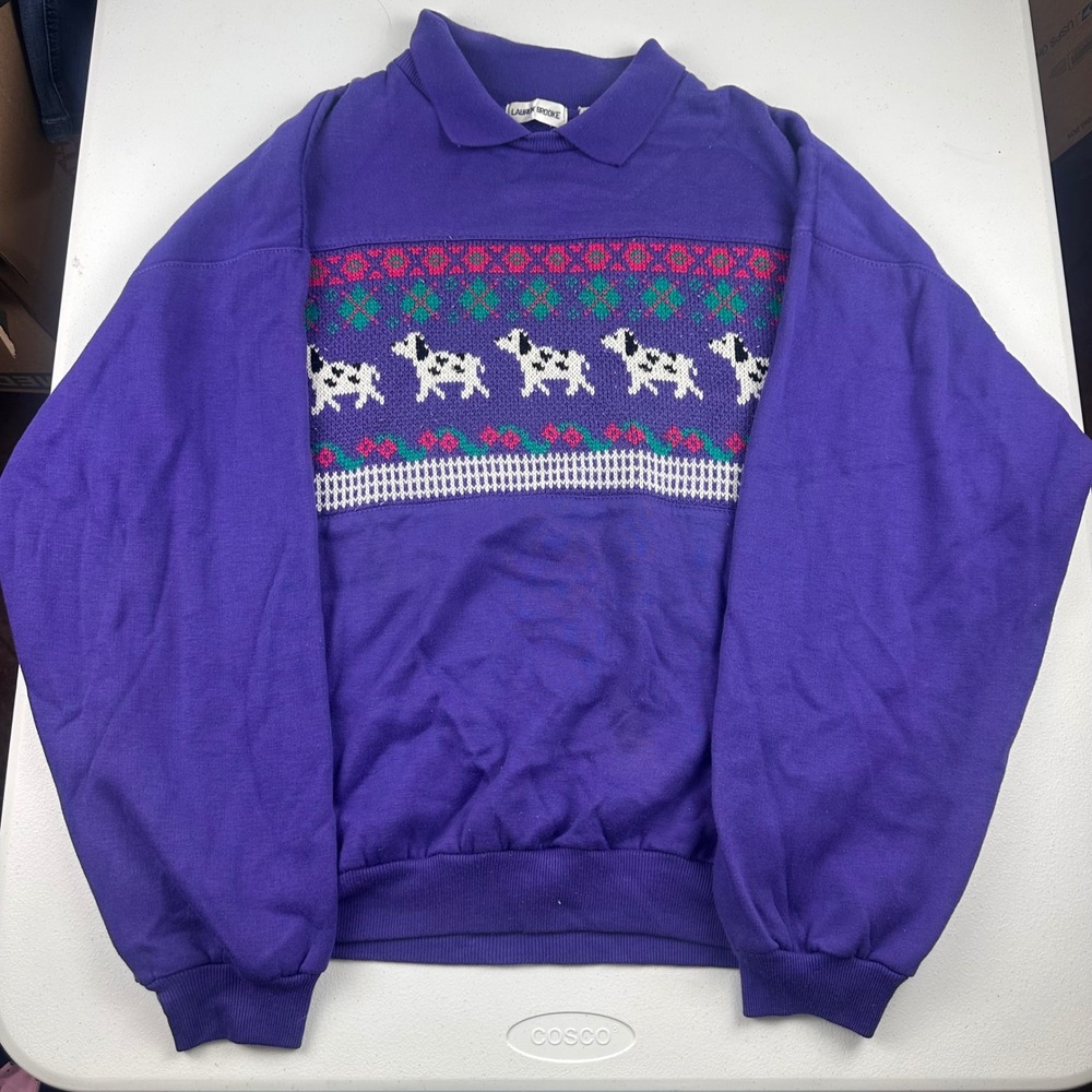Vintage Lauren Brooke Sweatshirt Womens 2X Dog Vintage Collared Pullover